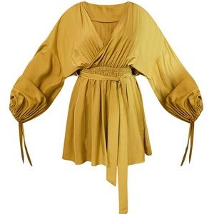 Olive satin Collar Wrap tie Detail shift dress
Brand New -with tag